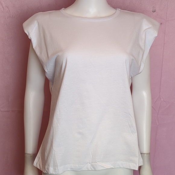 Nasty Gal White Oversized Cotton Tank Top with Shoulder Pads size 8 - Picture 1 of 6